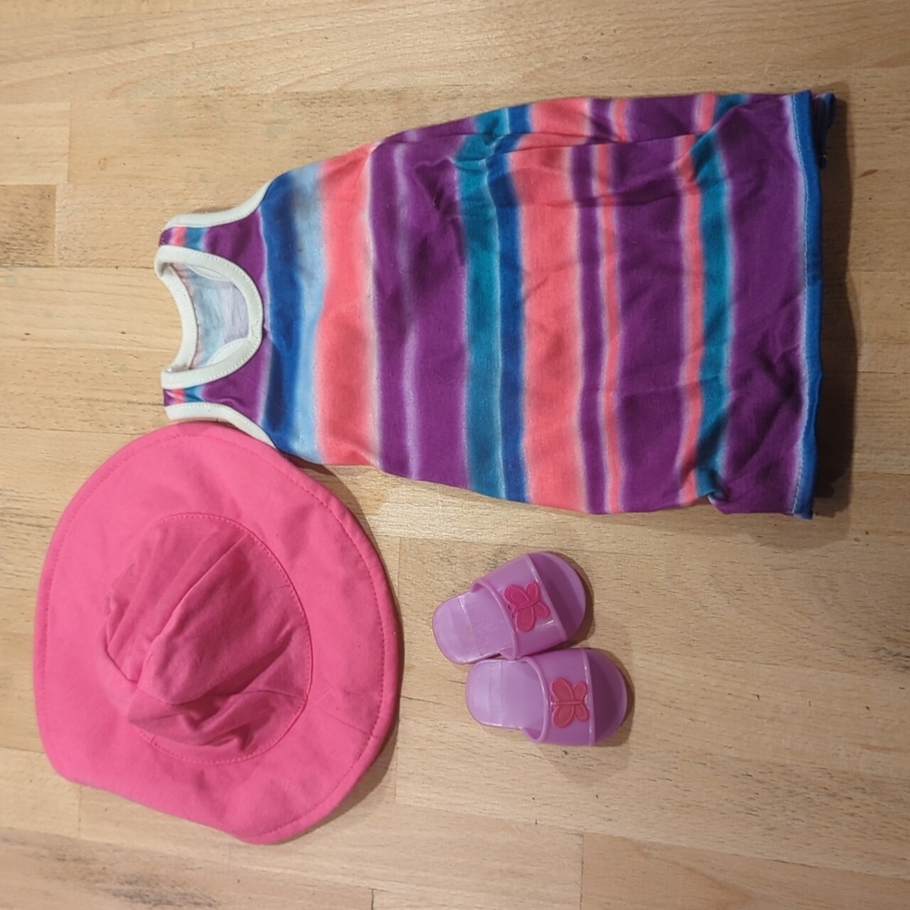 18" doll complete outfit. Sundress with hat and shoes